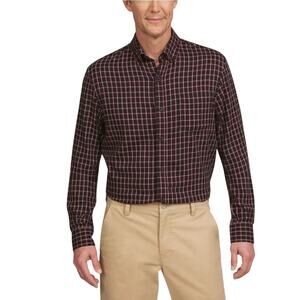 Lands' End Men's Brushed Twill Button-Down Shirt in Red Size XL